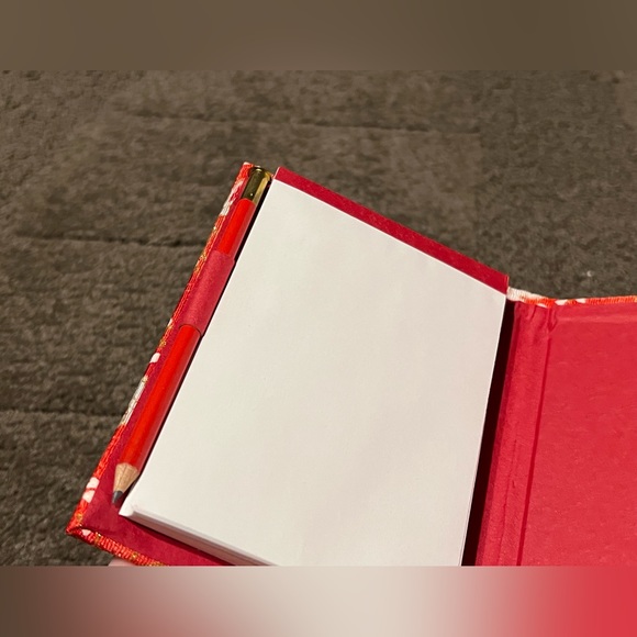 Small Memo Pad Book w/ Pencil Traditional Japanese Fabric Bunny & Sakura Flowers - Picture 7 of 10